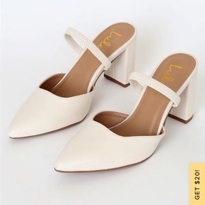Maryna Off White Pointed Toe Mules